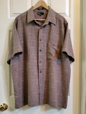 Marc Edwards Taupe Short-Sleeve Button-Down Shirt - Windowpane